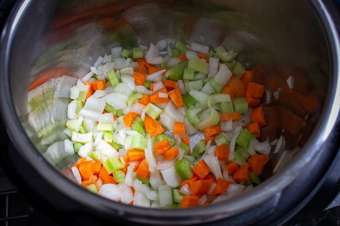 carrots onion and celery sauteed in instant pot