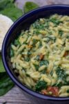 Parmesan Orzo with spinach in a bowl p2