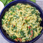 parmesan orzo with spinach in bowl f