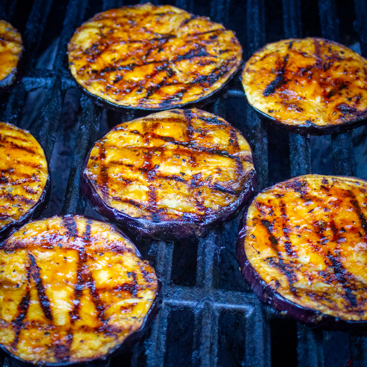 eggplant slices on grill