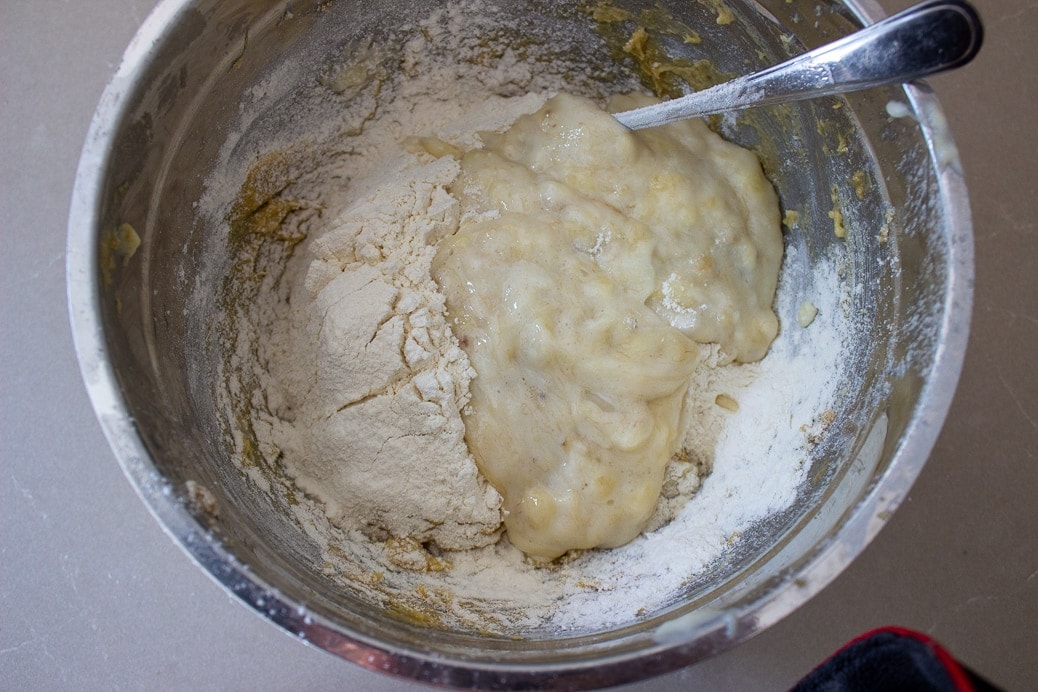 incorporating dry ingredients into wet batter