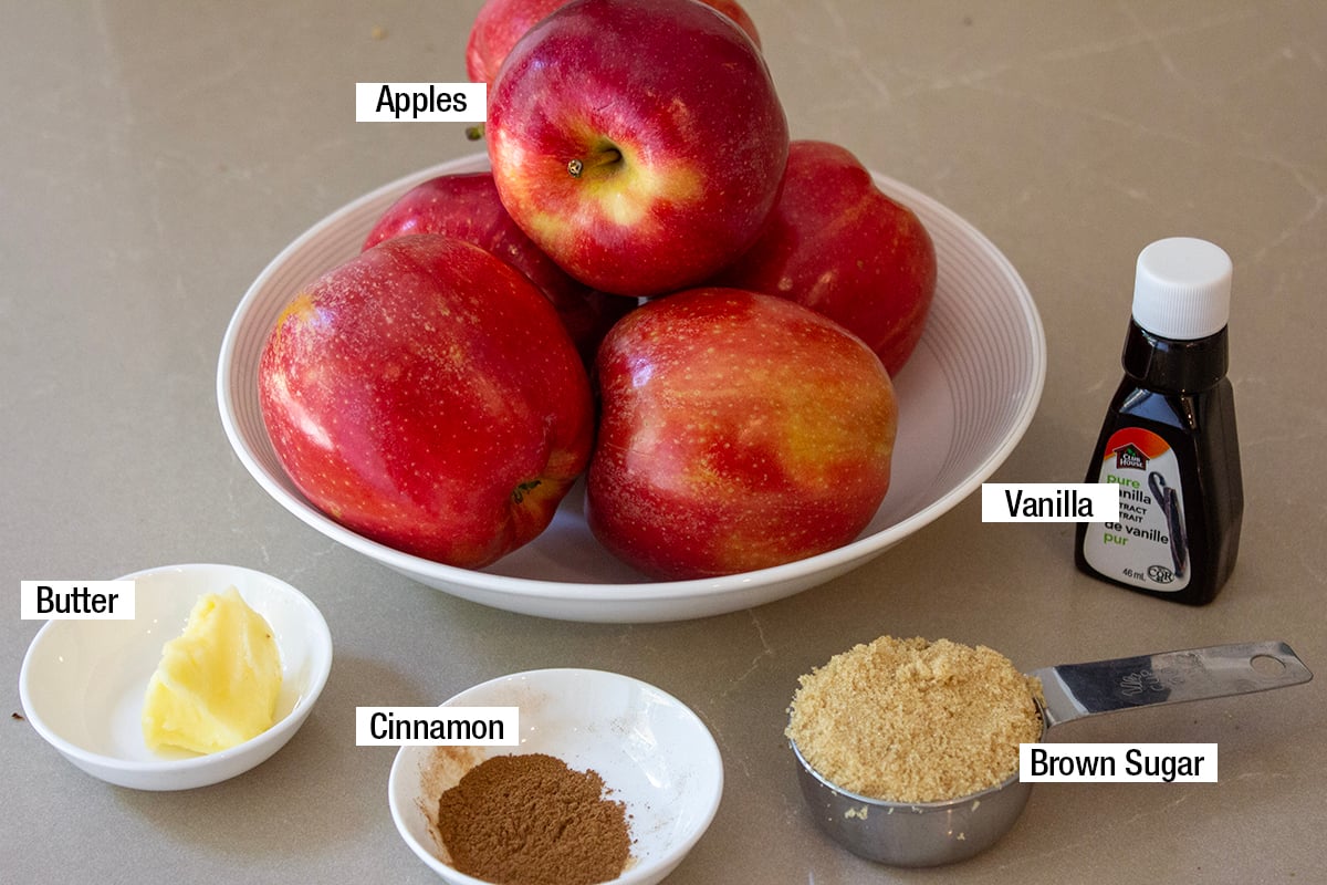 Apples, brown sugar, vanilla, butter, cinnamon.