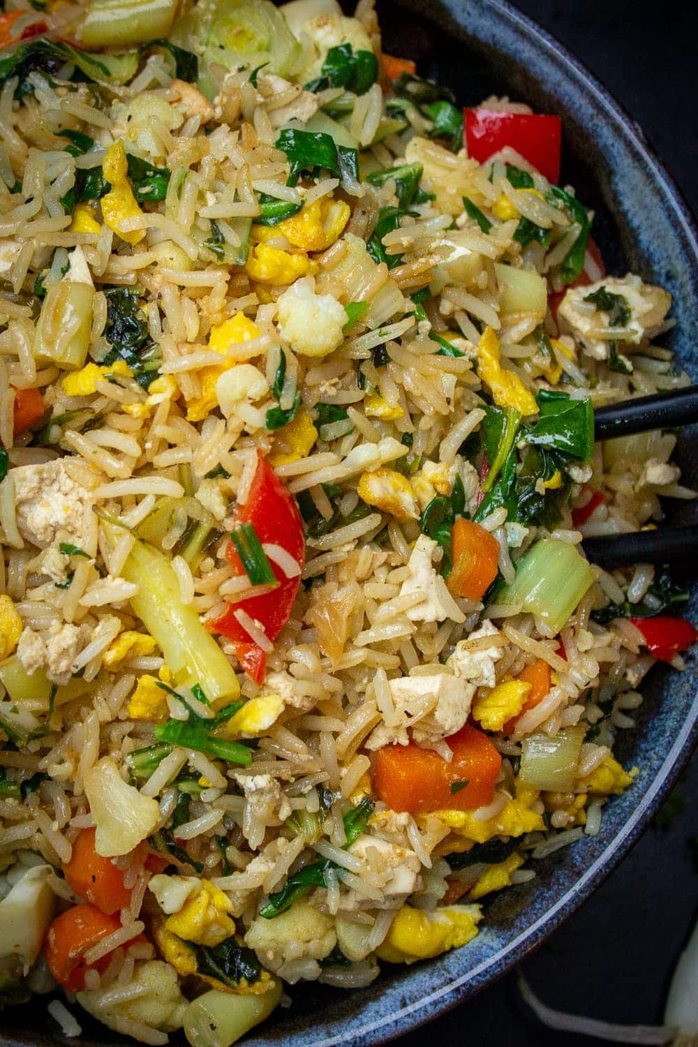 Chinese vegetable fried rice in a bowl p
