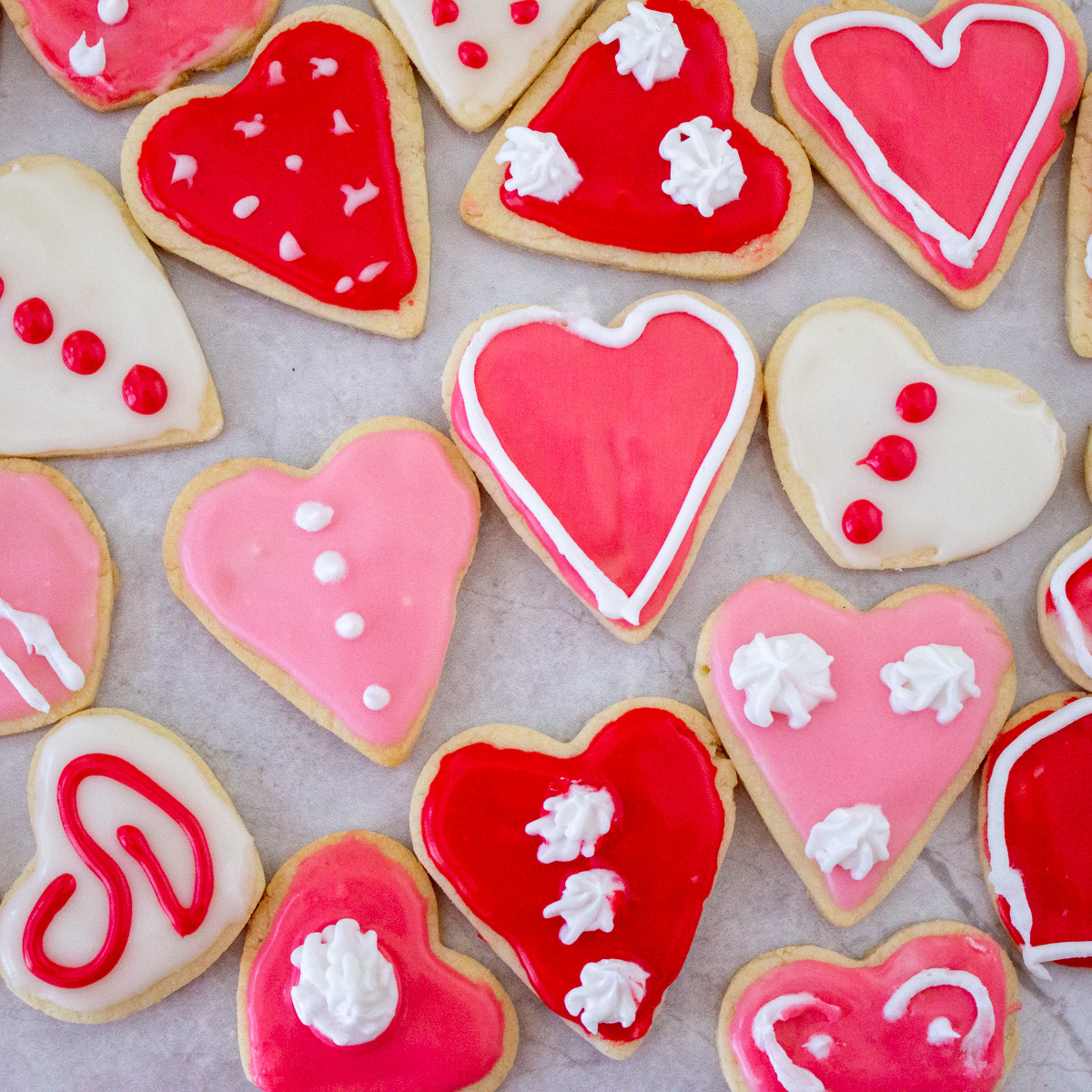 heart shaped iced sugar cookies
