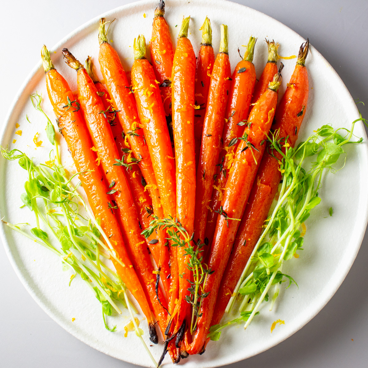 honey glazed carrots fanned out on plate