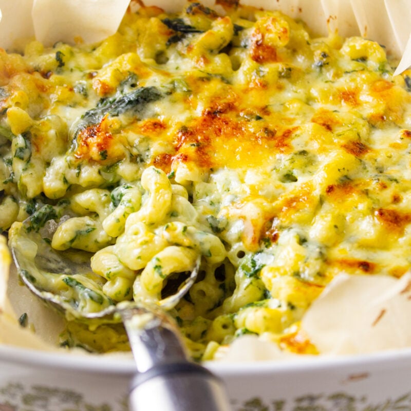 Old Fashioned Baked Macaroni and Cheese with Spinach Two Kooks In The