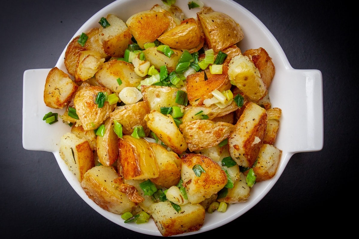 bowl of fried potatoes and onions