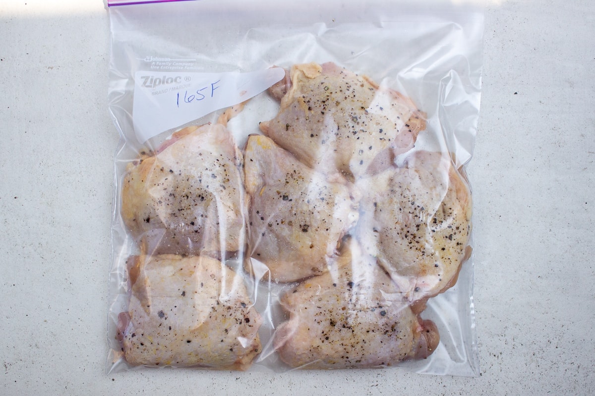 seasoned chicken thighs in zipper bag