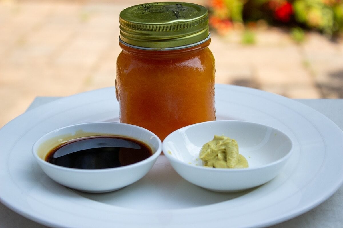 peach jam, balsamic vinegar, dijon mustard