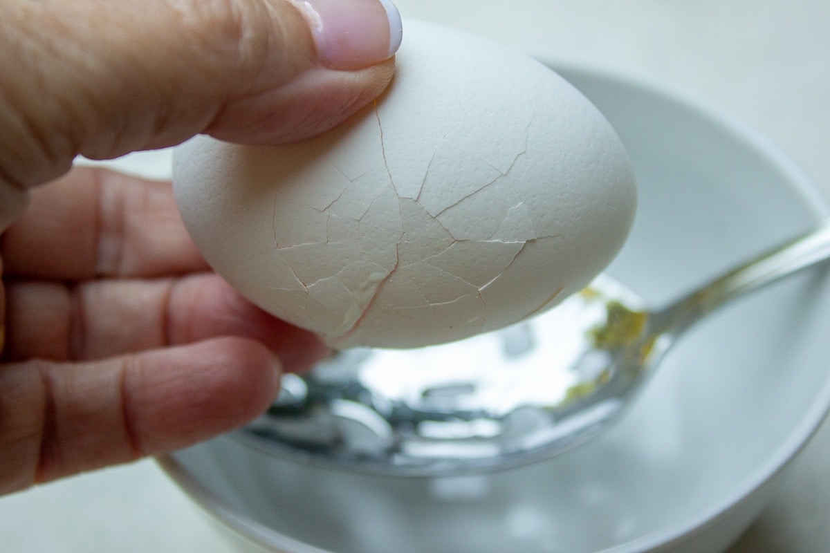 egg cracked on one side