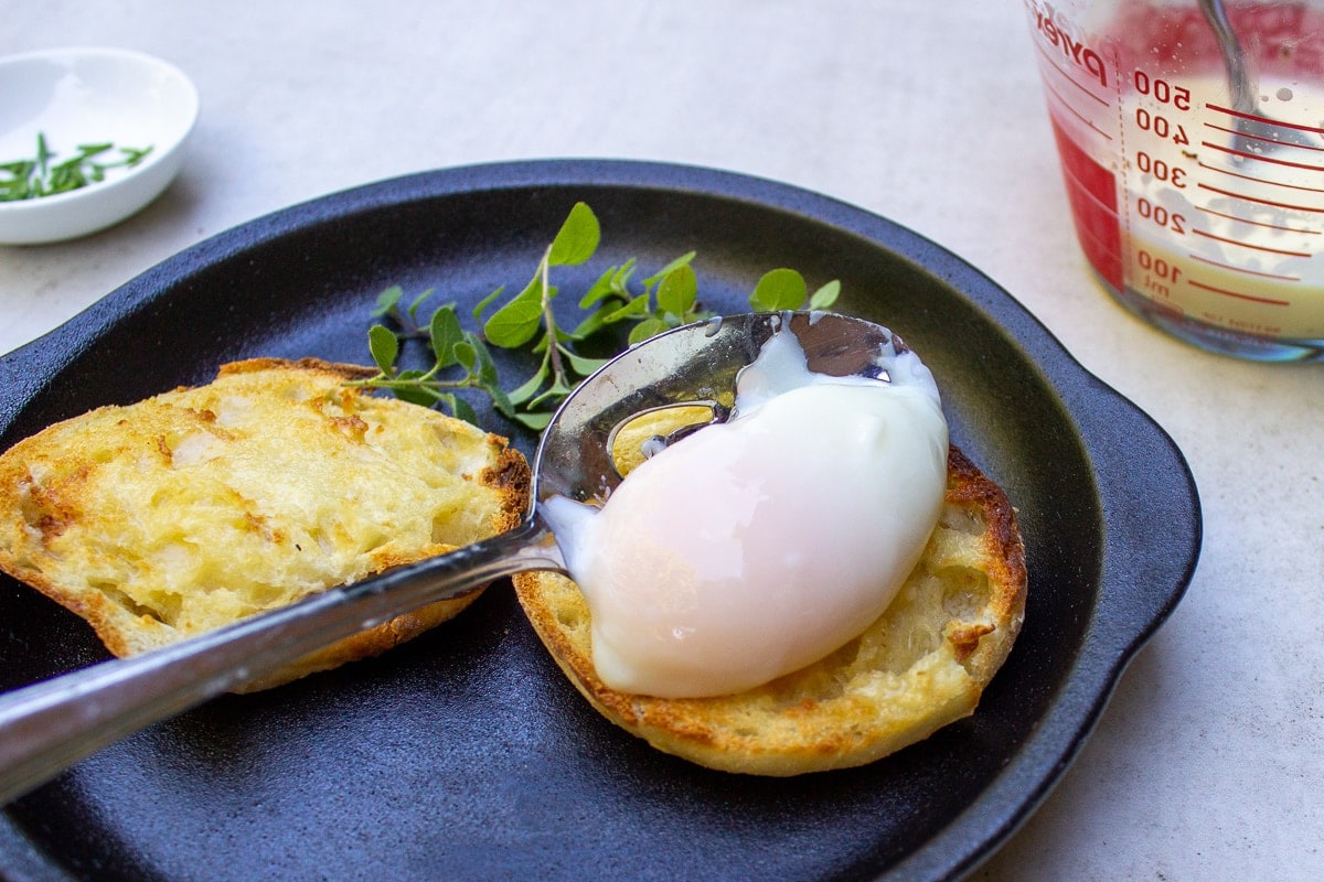 poached egg placed on toast