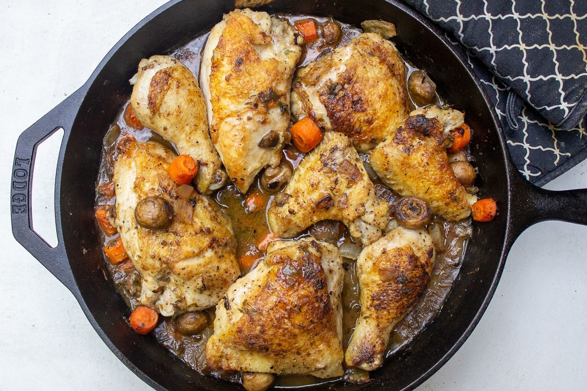 chicken with sauce and vegetables after baked
