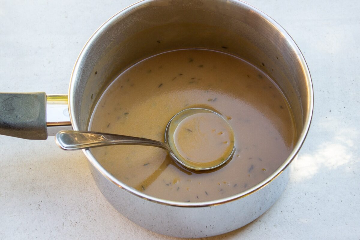 beef gravy in pot