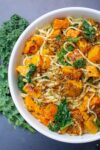 pasta with squash, kale, butter sauce and crumb topping p1