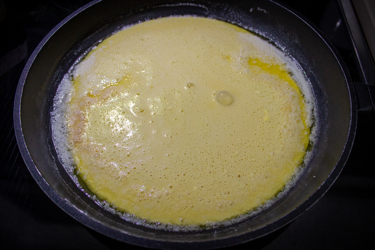 batter poured into skillet