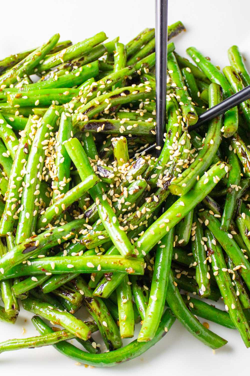 stir fried chinese green beans on plate p