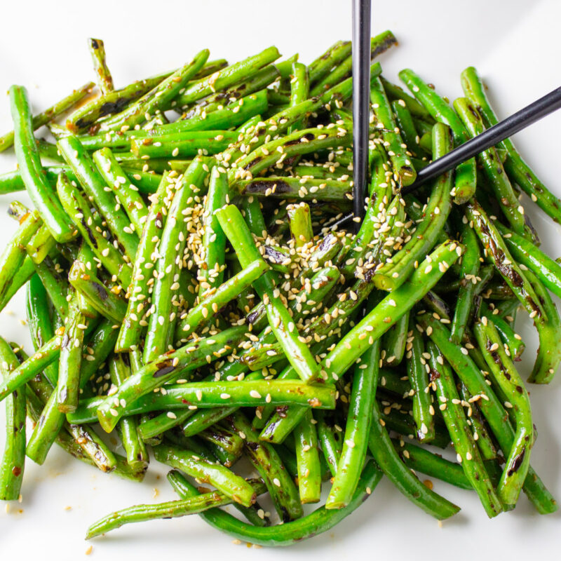 stir fried chinese green beans on plate