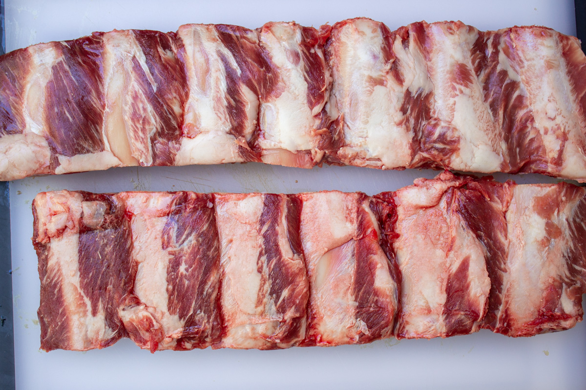 raw rack of beef ribs