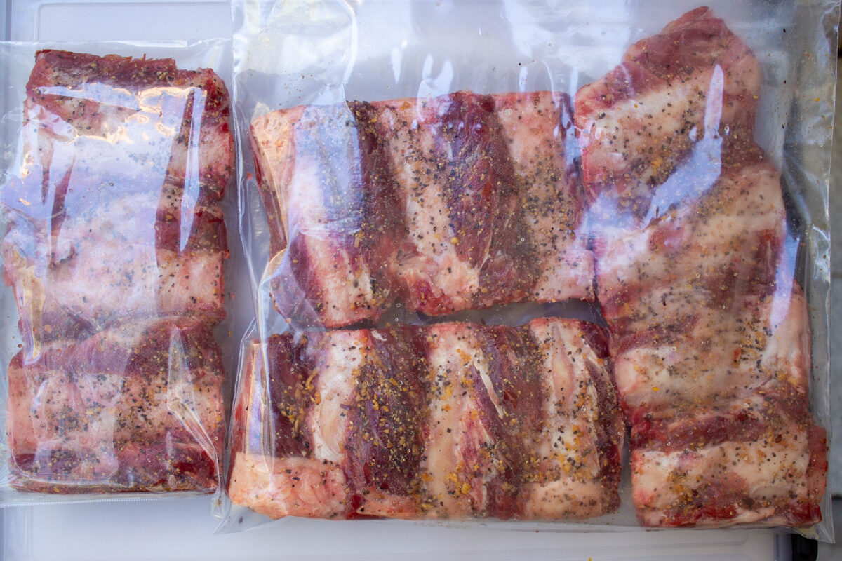 beef ribs in ziploc bag