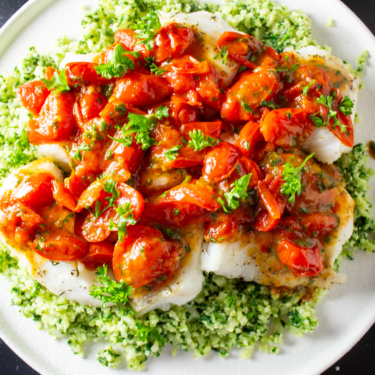 Baked Fish Fillets with Cherry Tomato Sauce