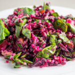 spinach beet quinoa salad on plate