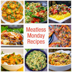 collage of meatless monday recipes