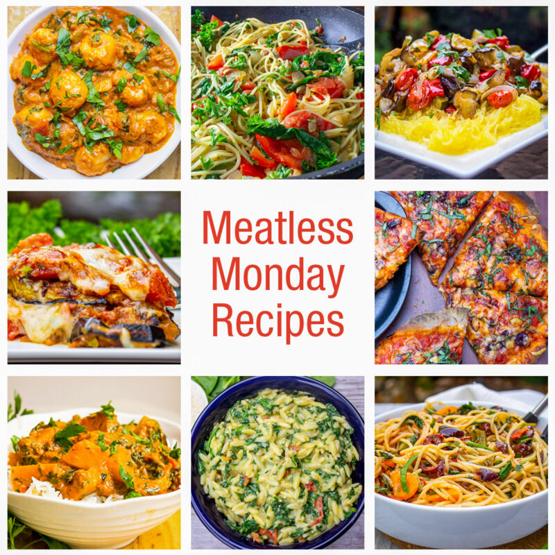 collage of meatless monday recipes