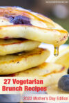 blueberry pancakes stack with syrup dripping off