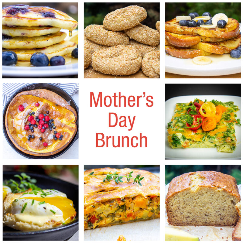 collage of mother's day brunch recipes