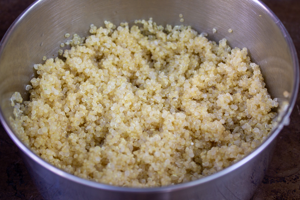 cooked quinoa in pot