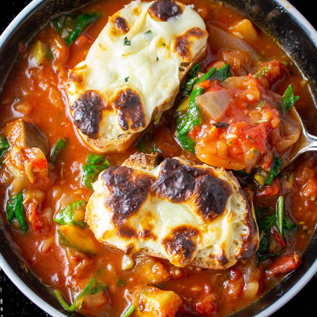 Ratatouille Soup With Cheese Toast