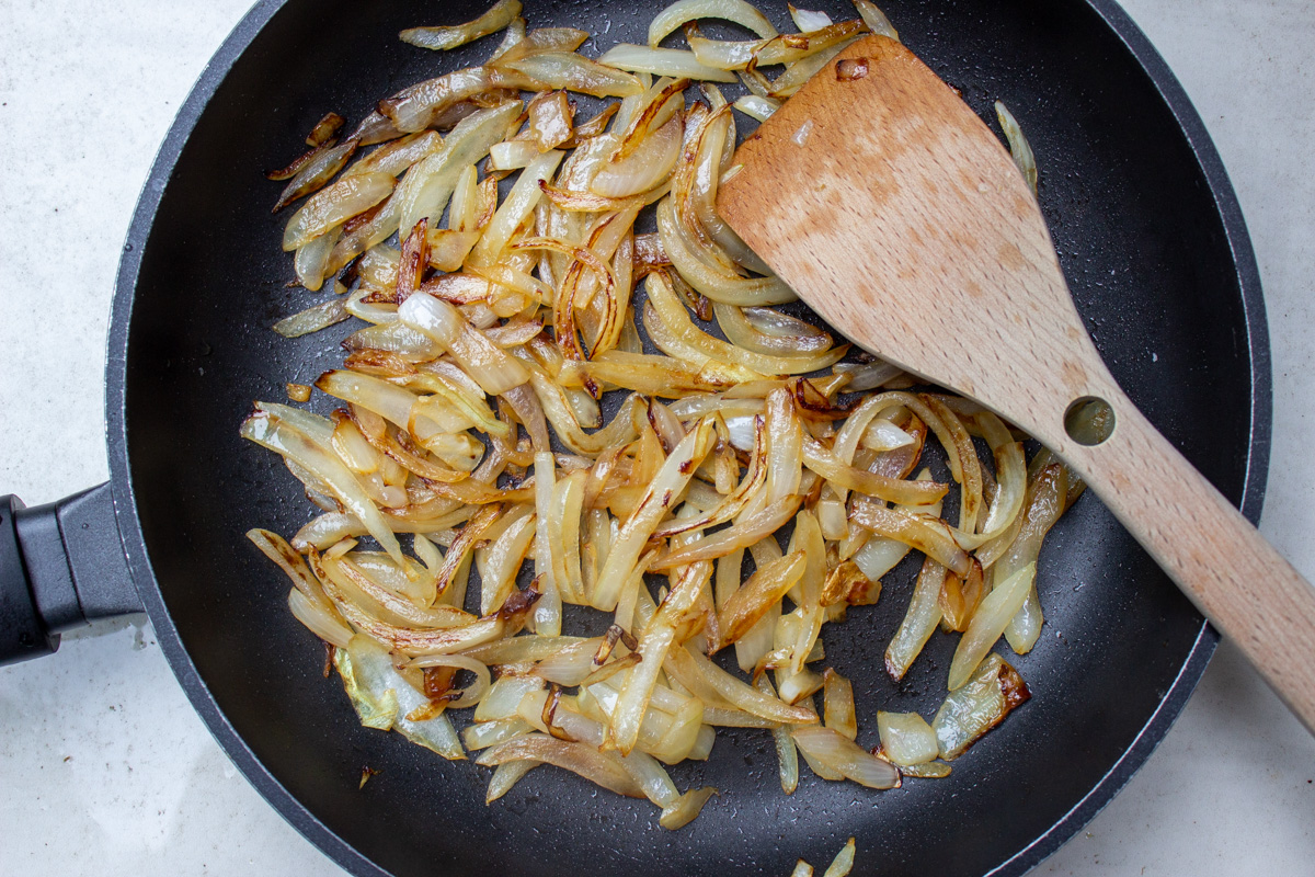 caramelized onions in skillet