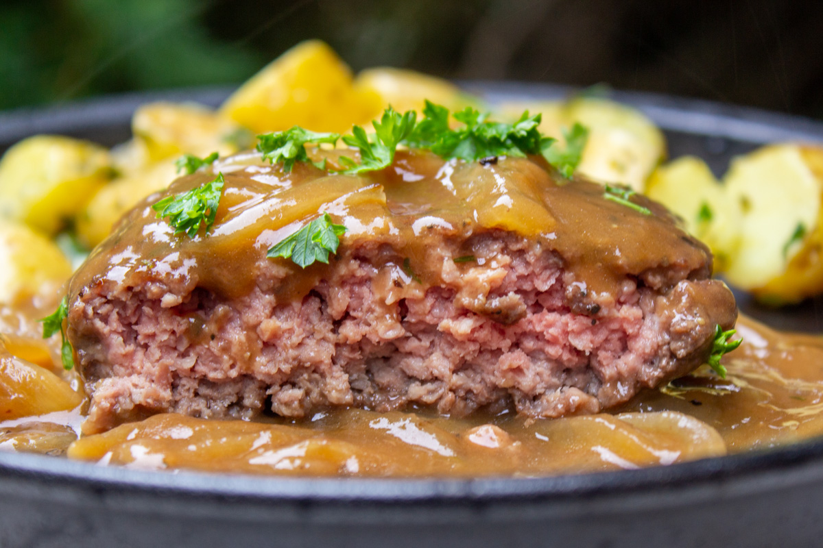 Hamburger Steak Recipe with Onions and Gravy - Add a Pinch