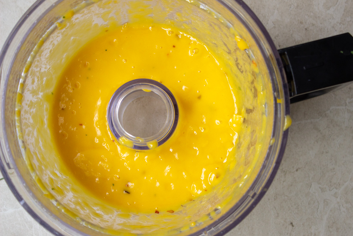 mango dressing in food processor bowl