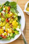 salad with mango dressing on top p