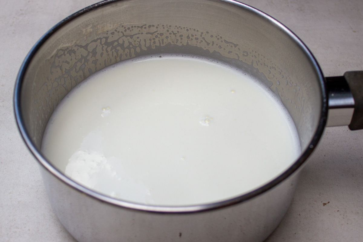 scalded milk in pot