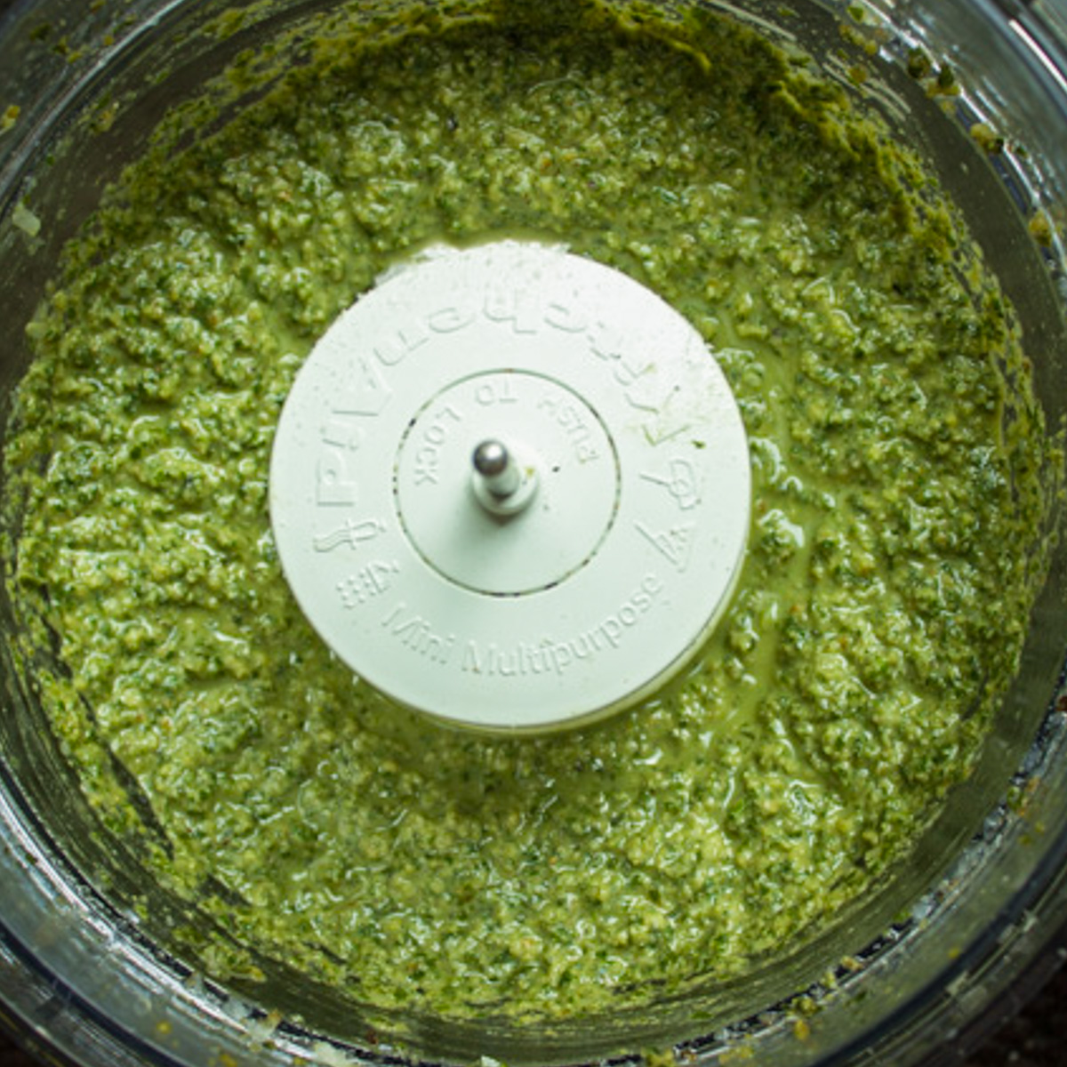 pesto in food processor bowl