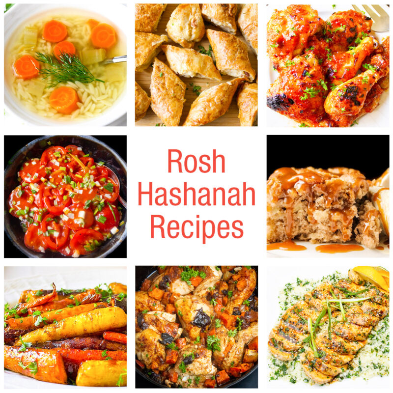 collage of 8 rosh hashanah recipes