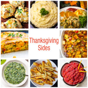 8 thanksgiving side dishes in collage.