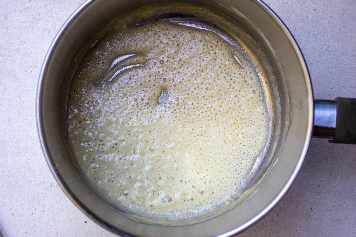 flour and butter roux cooked in pot