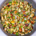 stovetop stuffing in skillet top view