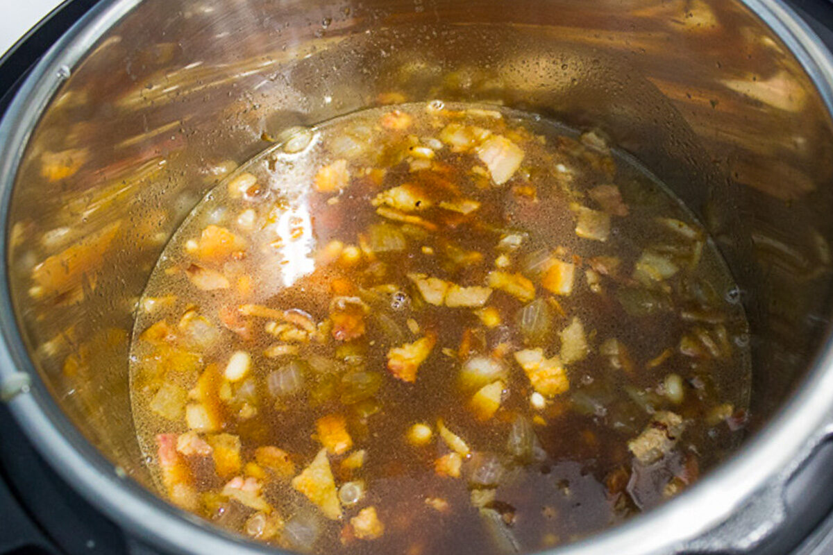 water added to ingredients in instant pot.