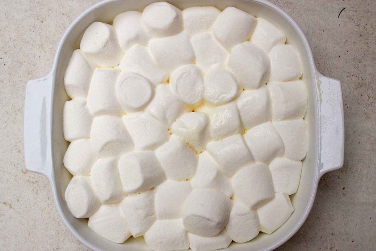 puffed up marshmallows in pan after microwaving