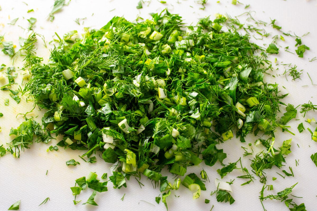 herb lemon chopped up on cutting board