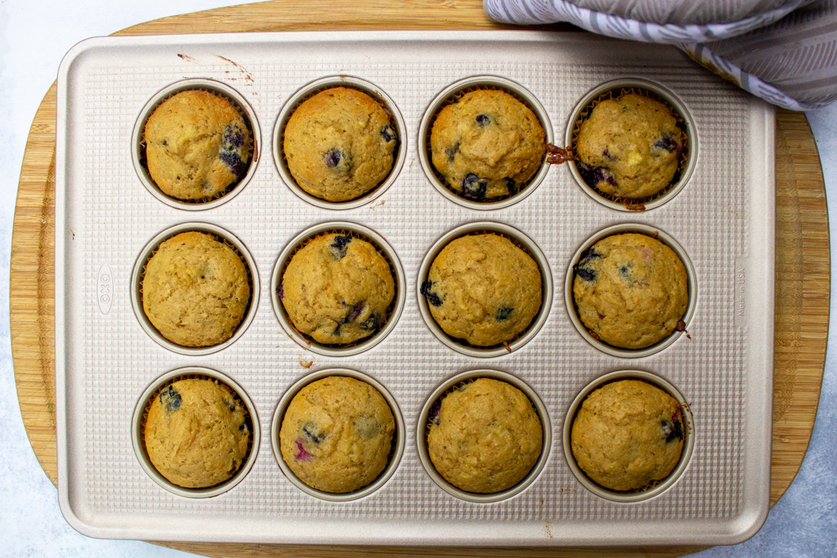 baked muffins in muffin tins.