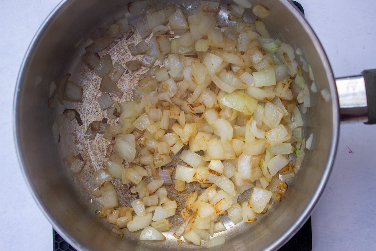 sauteed onions in pot