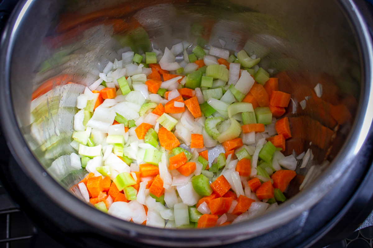 veggies sauteeing in instant pot.