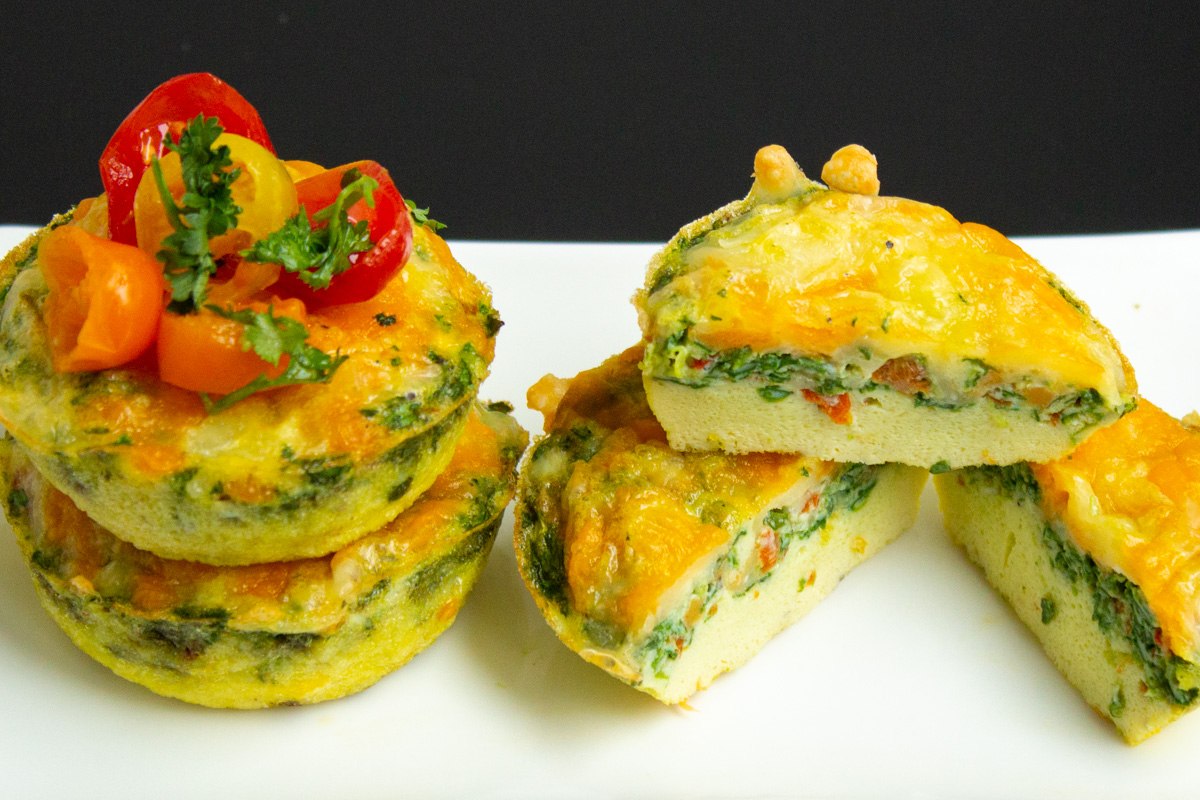 veggie egg muffins stacked on plate