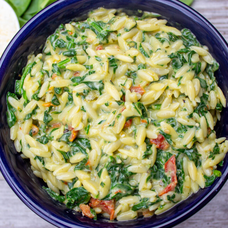 Creamy Orzo Pasta with Spinach (15 Minutes in One Pot) - Two Kooks In