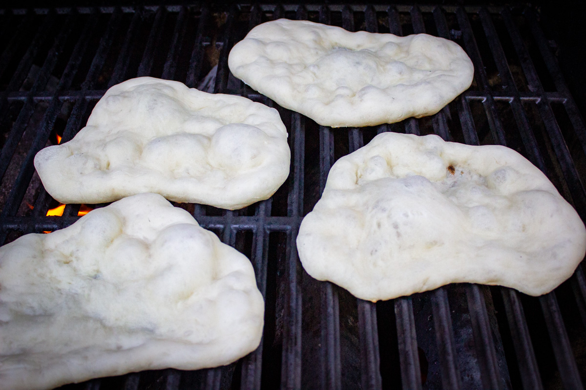 4 naan puckering on grill.